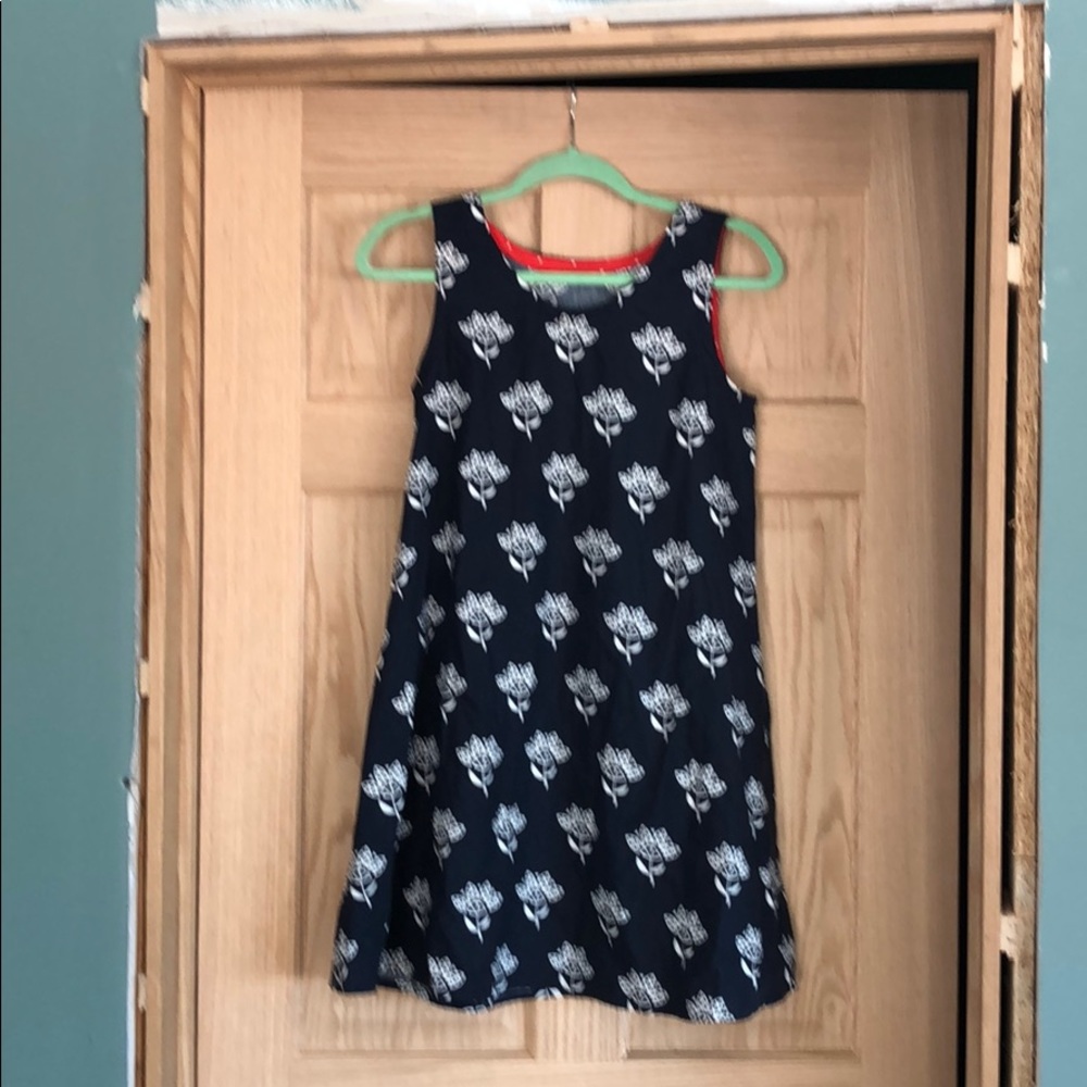 Navy and white lotus dress